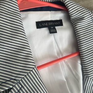 Lane Bryant Navy and White Striped Jacket